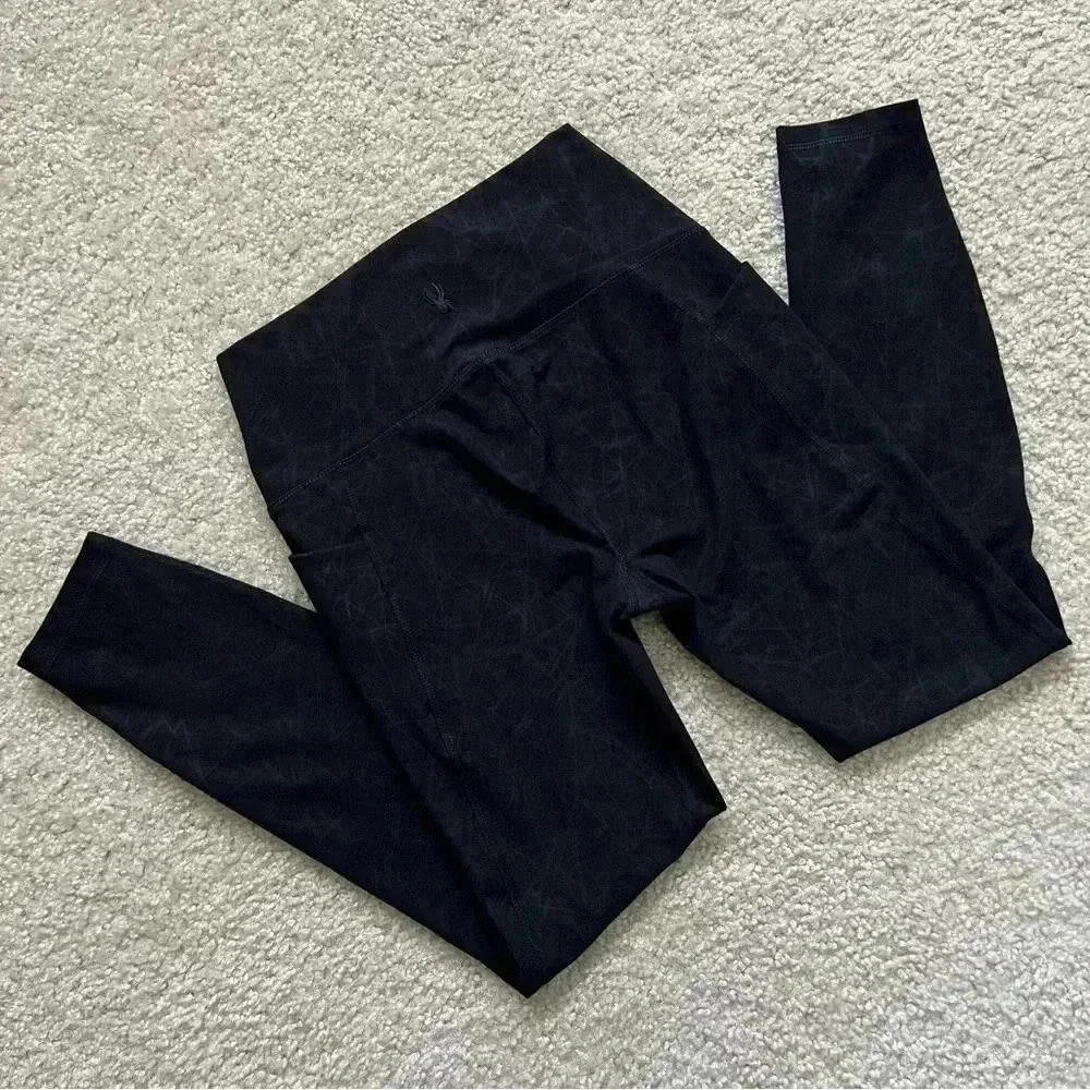 Spyder Active Performance High Rise Tight Fit Leggings Black Women’s Size Small